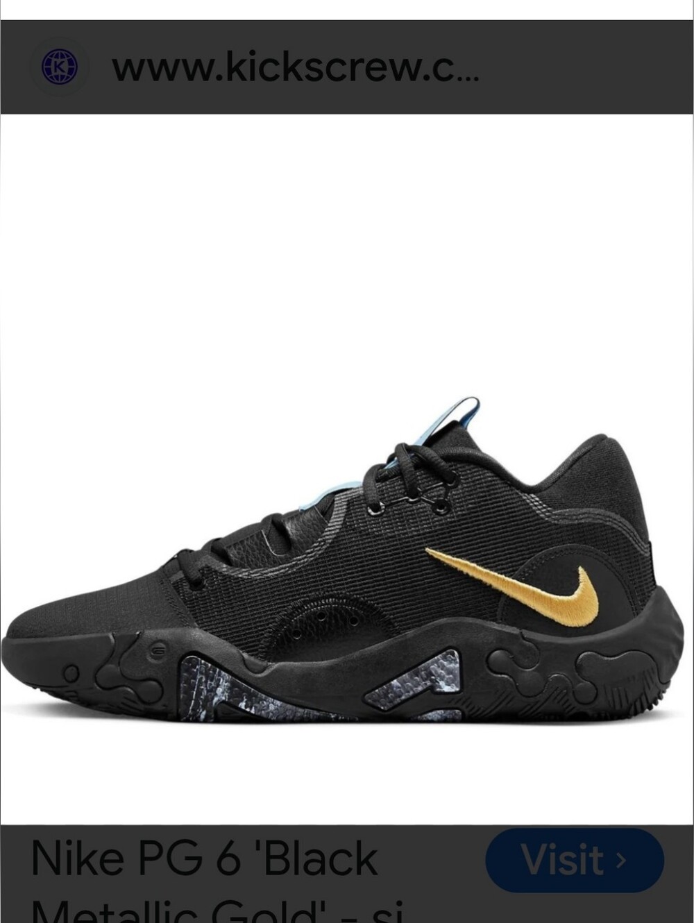 Nike PG 6 Basketball Shoes - Black Metallic Gold